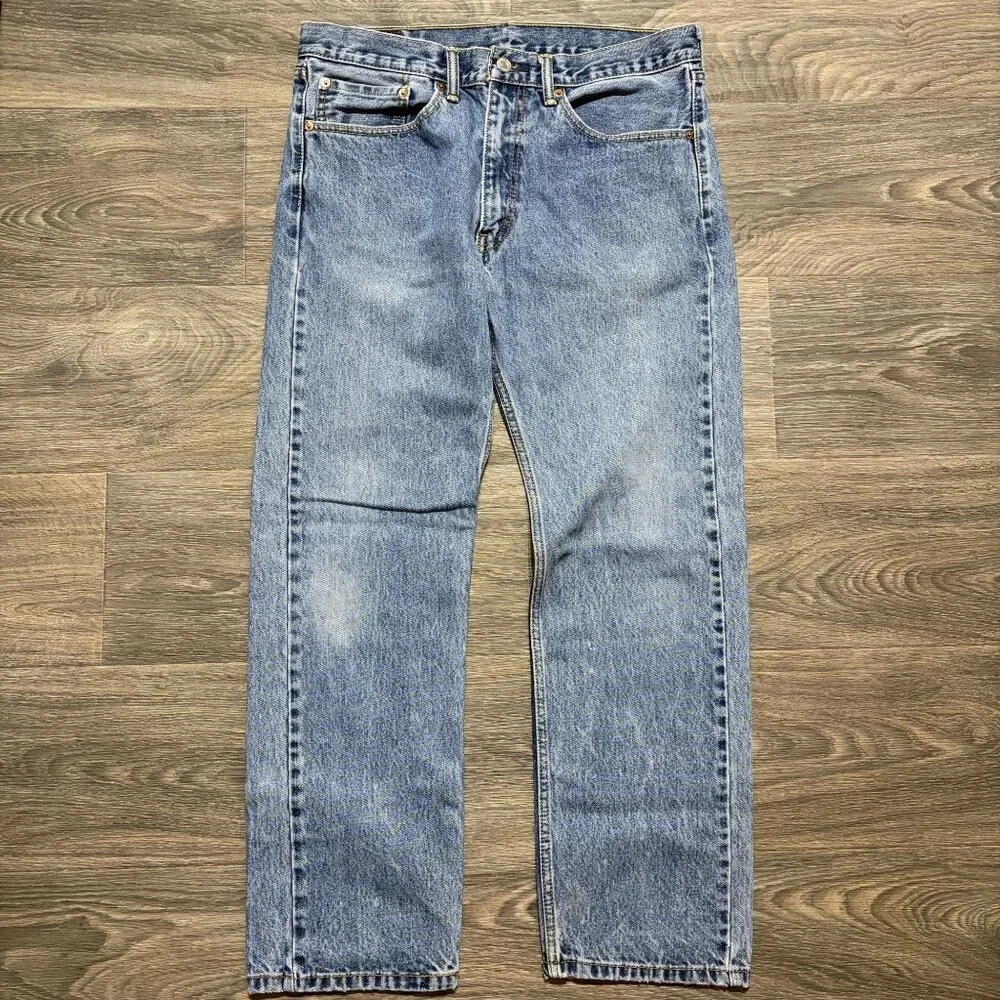 Levis 505 Mens Straight Leg Jeans W34 L30 Medium Wash Denim Regular Fit